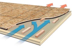 GAF EnergyGuard Polyiso insulation, and built-in ventilation space that can reduce heat in the living space and exhaust excess moisture before it condenses in the deck or roofing system GAF EnergyGuard Polyiso insulation, and built-in ventilation space that can reduce heat in the living space and exhaust excess moisture before it condenses in the deck or roofing system