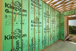 Kingspan’s moisture-management products are offered through its GreenGuard family of products, which includes extruded polystyrene insulation board, air barrier building wraps, drainage mats, and flashing Kingspan’s moisture-management products are offered through its GreenGuard family of products, which includes extruded polystyrene insulation board, air barrier building wraps, drainage mats, and flashing