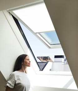 Velux GPL roof window admits natural light and fresh air while maximizing outdoor views Velux GPL roof window admits natural light and fresh air while maximizing outdoor views