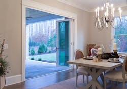 he LaCantina Vinyl Folding Door System’s narrow 2 15∕16-inch stile and rail profile allows for more glass and admits more light he LaCantina Vinyl Folding Door System’s narrow 2 15∕16-inch stile and rail profile allows for more glass and admits more light