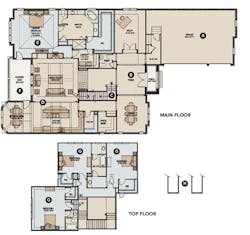 House Review-GMD Design Group-The Oxley-main floor and top floor plans House Review-GMD Design Group-The Oxley-main floor and top floor plans