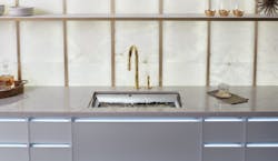 Neutral colors in the kitchen with Kohler faucet and metallic accents Neutral colors in the kitchen with Kohler faucet and metallic accents