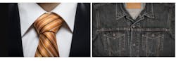 Business suit and tie vs. construction workwear Business suit and tie vs. construction workwear