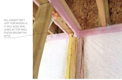 Sill gasket air sealing top wall plate below the attic Sill gasket air sealing top wall plate below the attic