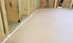 Caulk with sill seal tape at sill plate of exterior walls Caulk with sill seal tape at sill plate of exterior walls