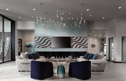 The New American Home living room with linear fireplace The New American Home living room with linear fireplace