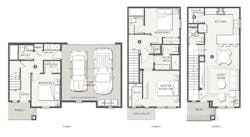 floor plans for three floors at infill housing development Nova at the Vale floor plans for three floors at infill housing development Nova at the Vale