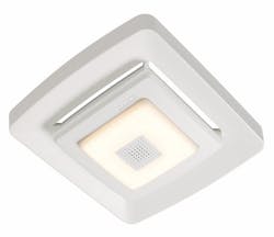the Broan-NuTone Sensonic fan cover provides a speaker and light as a bath-fan upgrade the Broan-NuTone Sensonic fan cover provides a speaker and light as a bath-fan upgrade