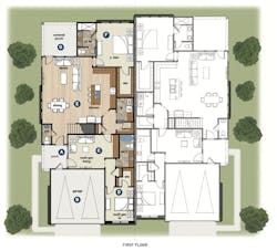 first floor plan of the Wellington Duplex multigenerational home design by GMD Design Group first floor plan of the Wellington Duplex multigenerational home design by GMD Design Group