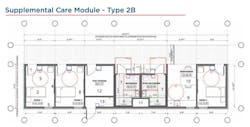 Floor plan of modular hospital bed space Floor plan of modular hospital bed space