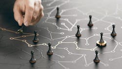 Strategy planning on a game board way forward Strategy planning on a game board way forward