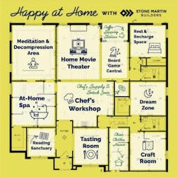 Stone Martin Builders' house plan layout with rooms labeled Stone Martin Builders' house plan layout with rooms labeled