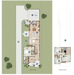 first and second floor plans for The Greenwood home design by GMD Design Group first and second floor plans for The Greenwood home design by GMD Design Group