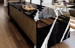 Cambria Mersey black quartz countertop with white veining Cambria Mersey black quartz countertop with white veining