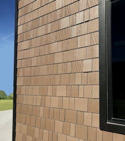 James Hardie Artisan shingle siding with black window trim James Hardie Artisan shingle siding with black window trim