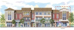 exterior rendering of Dahlin Group's Plan 3 design for live/work housing exterior rendering of Dahlin Group's Plan 3 design for live/work housing