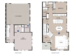 first and second floor plans of the Plan 3 live/work design by Dahlin Group first and second floor plans of the Plan 3 live/work design by Dahlin Group