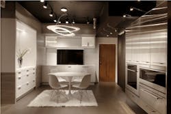 Kitchen vignette at Jennifer Gilmer Kitchen & Bath showroom Kitchen vignette at Jennifer Gilmer Kitchen & Bath showroom