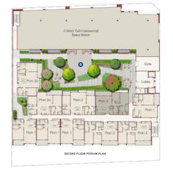 Second floor podium plan for LCRA's Eighty Six Mixed use design in San Gabriel, CA Second floor podium plan for LCRA's Eighty Six Mixed use design in San Gabriel, CA