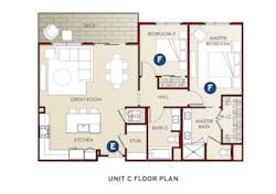 Unit C floor plan in the Eighty-Six Mixed Use design by LCRA Unit C floor plan in the Eighty-Six Mixed Use design by LCRA