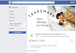 Facebook post about Trademark by TJH virtual event Facebook post about Trademark by TJH virtual event