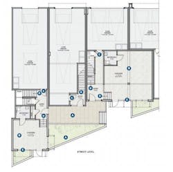 Street level plan for the Prynt townhomes designed by the Dahlin Group Street level plan for the Prynt townhomes designed by the Dahlin Group