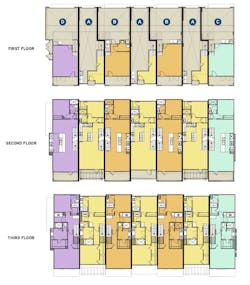 Floor plans for Kevin L. Crook Architect's three-story townhomes Floor plans for Kevin L. Crook Architect's three-story townhomes