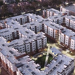 Aerial view of Plaza Verde student housing, a 2020 BALA winner Aerial view of Plaza Verde student housing, a 2020 BALA winner