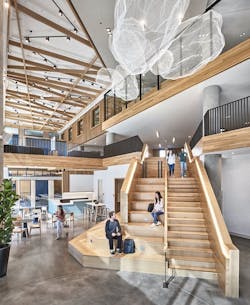 Interior circulation space at Plaza Verde student housing, a 2020 BALA winner Interior circulation space at Plaza Verde student housing, a 2020 BALA winner