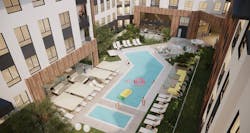 Pool and central courtyard at VRV, a 2020 BALA winner Pool and central courtyard at VRV, a 2020 BALA winner
