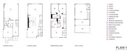 Plan 1 floor plans for Valley & Park townhomes, a 2020 BALA winner Plan 1 floor plans for Valley & Park townhomes, a 2020 BALA winner