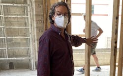 The New American Home 2021 designer Phil Kean on site with a protective face mask for COVID-19 protection The New American Home 2021 designer Phil Kean on site with a protective face mask for COVID-19 protection