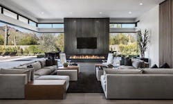 Clerestory windows with a fireplace in the living space Clerestory windows with a fireplace in the living space