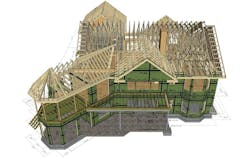3D modeling showing pitched roof trusses 3D modeling showing pitched roof trusses