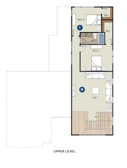 The Carrboro home design, upper-level floor plan The Carrboro home design, upper-level floor plan