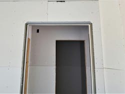 Best practice for saddling drywall at door opening Best practice for saddling drywall at door opening