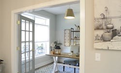 Sustainable, Healthier Home den with kitchenette Sustainable, Healthier Home den with kitchenette