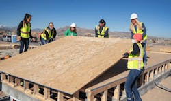 Utah House That She Built women at work on site Utah House That She Built women at work on site