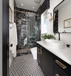 Dramatic styling in the en suite bathroom in The New American Home 2022 Dramatic styling in the en suite bathroom in The New American Home 2022