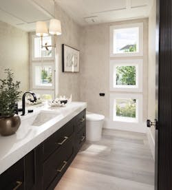 Windows in the first-floor powder room of The New American Home 2022 Windows in the first-floor powder room of The New American Home 2022