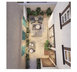 Outdoor living space at Solana Plan 4 designed by Kevin L. Crook Architect Outdoor living space at Solana Plan 4 designed by Kevin L. Crook Architect