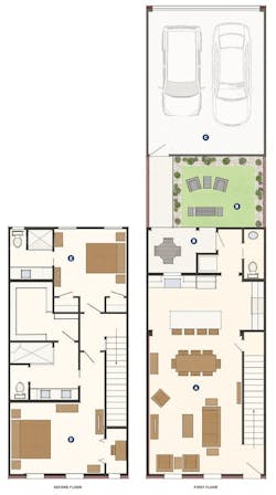 Floor plans of Larry Garnett's design for the Pinnacle Hills Townhomes Floor plans of Larry Garnett's design for the Pinnacle Hills Townhomes