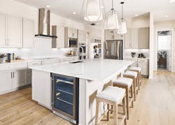 Family entry and kitchen in the Vitality Collection-Revive plan by DTJ Design Family entry and kitchen in the Vitality Collection-Revive plan by DTJ Design