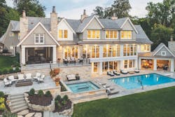 Wayzata Bay custom home rear elevation outdoor living areas Wayzata Bay custom home rear elevation outdoor living areas