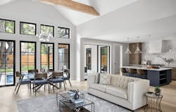 Open-plan living in a modern farmhouse-style home in Austin, Texas Open-plan living in a modern farmhouse-style home in Austin, Texas