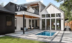 Pool And Outdoor Living Space In A Modern Farmhouse Design In Austin, Texas Pool And Outdoor Living Space In A Modern Farmhouse Design In Austin, Texas