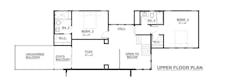 Upper floor plan of modern farmhouse style urban infill home in Austin, Texas Upper floor plan of modern farmhouse style urban infill home in Austin, Texas