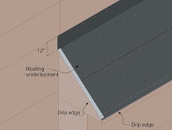 Roofing underlayment detail for drip edge orientation Roofing underlayment detail for drip edge orientation