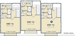 Jill townhomes designed by Todd Hallett, TK Design, third level floor plans Jill townhomes designed by Todd Hallett, TK Design, third level floor plans