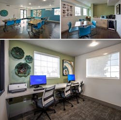 Computer lab and coffee bar at Buena Esperanza, an adaptive reuse conversion of a motel into housing Computer lab and coffee bar at Buena Esperanza, an adaptive reuse conversion of a motel into housing